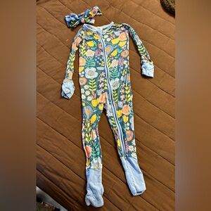 Little Sleepies Folk Floral Zippy & Matching Headband